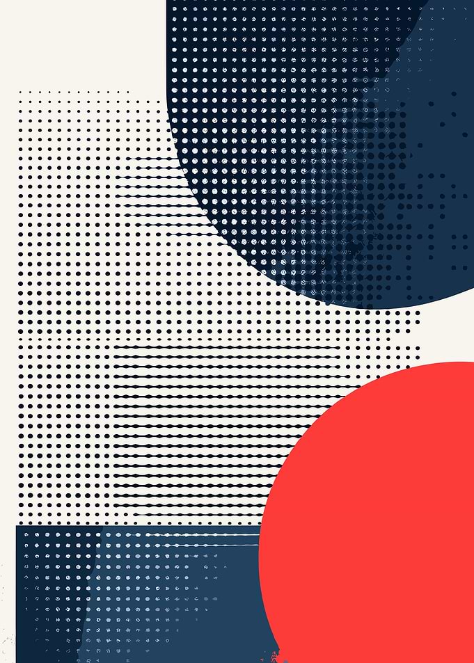 Abstract Geometric Shapes with Halftone Pattern