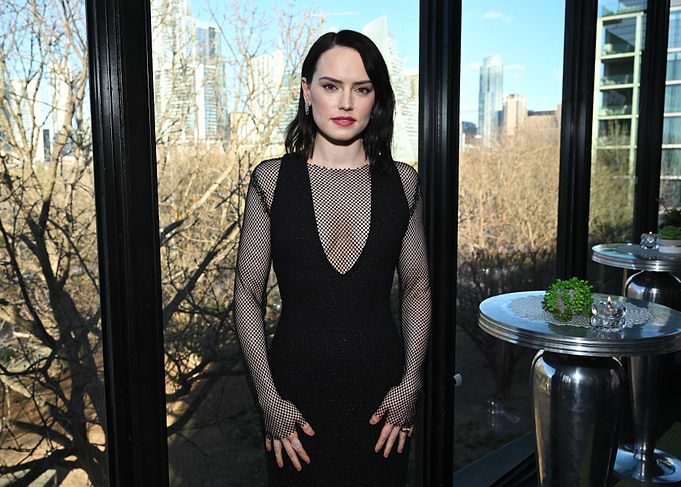 Daisy Ridley in a Black Gown