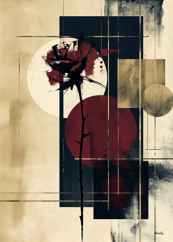 Mono No Aware Rose No. 18 – Japanese Ink Floral Wall Art
