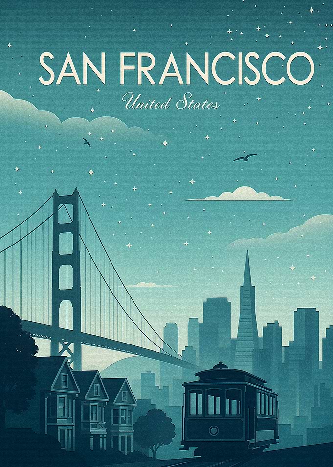 San Francisco Skyline with Golden Gate Bridge