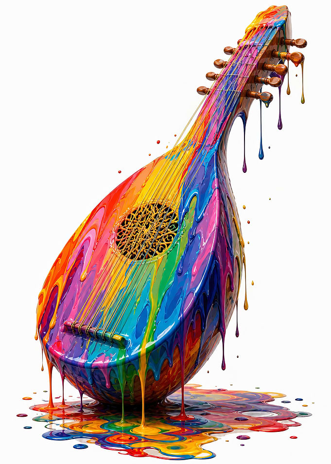 Rainbow Paint Dripping Lute