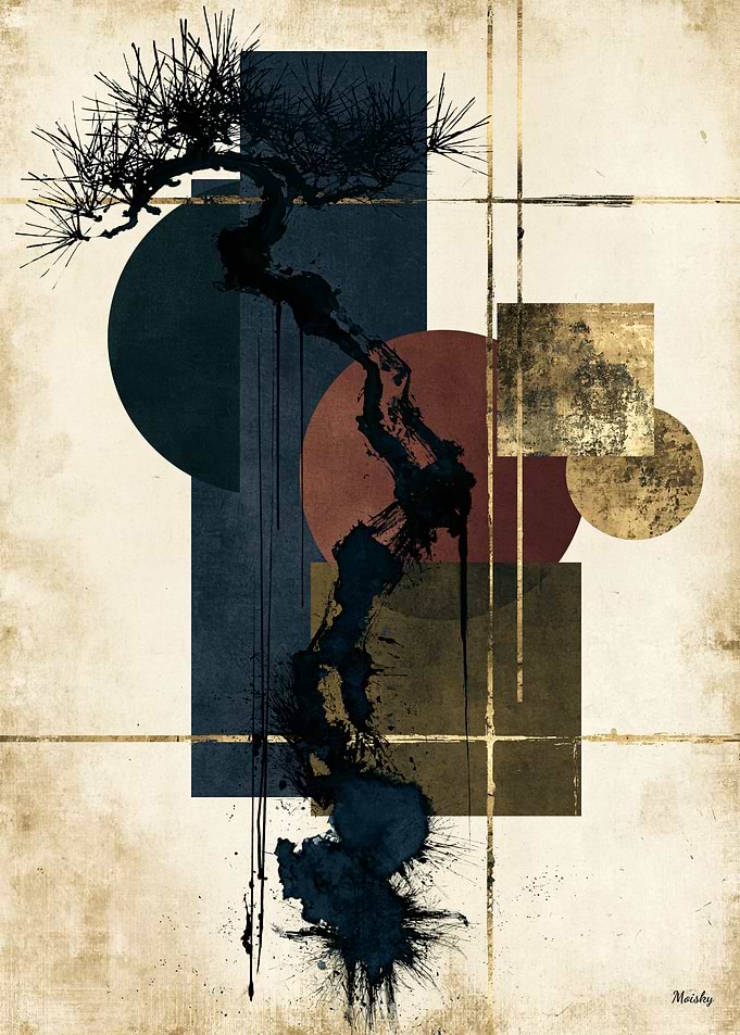 Wabi-Sabi Winter Tree No. 12 – Japanese Ink Abstract Wall Art