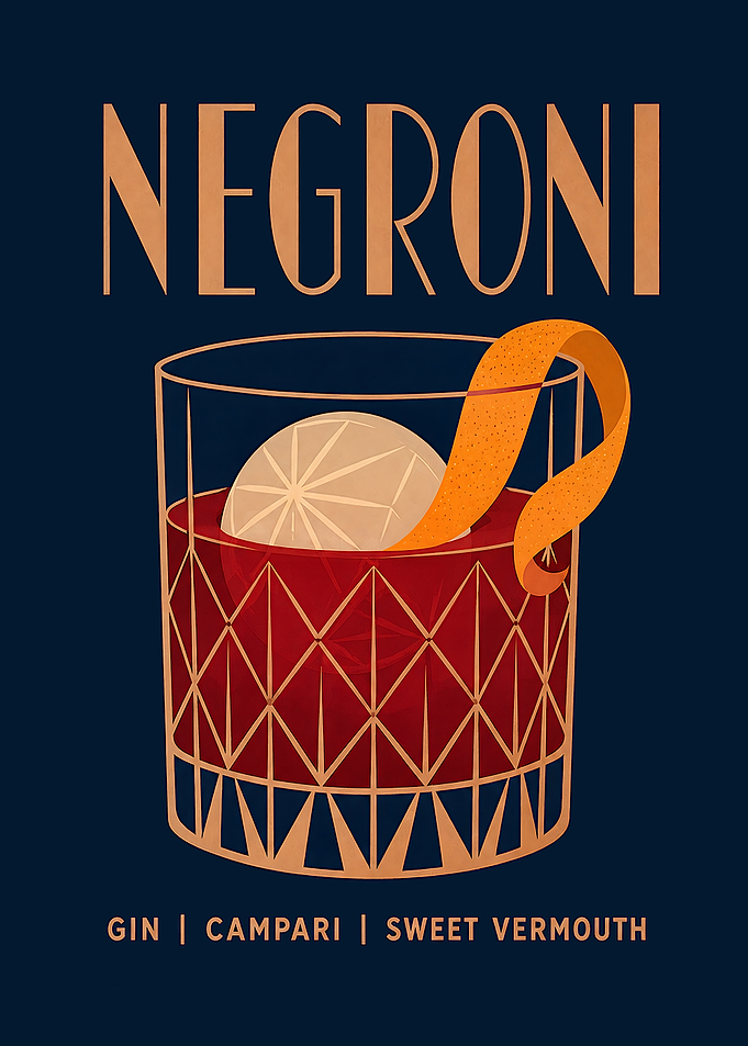 Retro Art Deco Negroni Cocktail