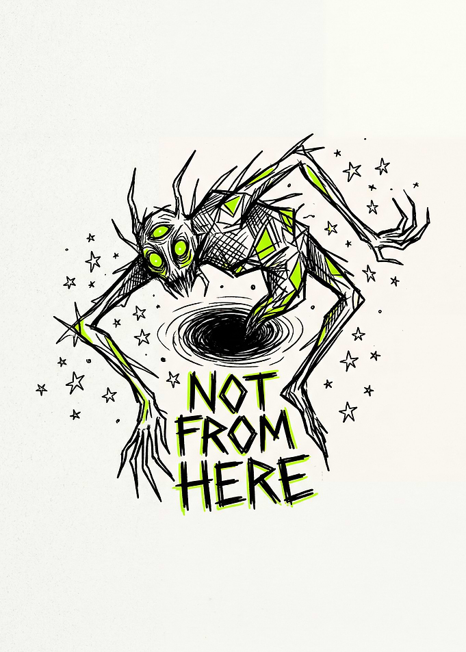 Alien Creature Emerging from a Black Hole