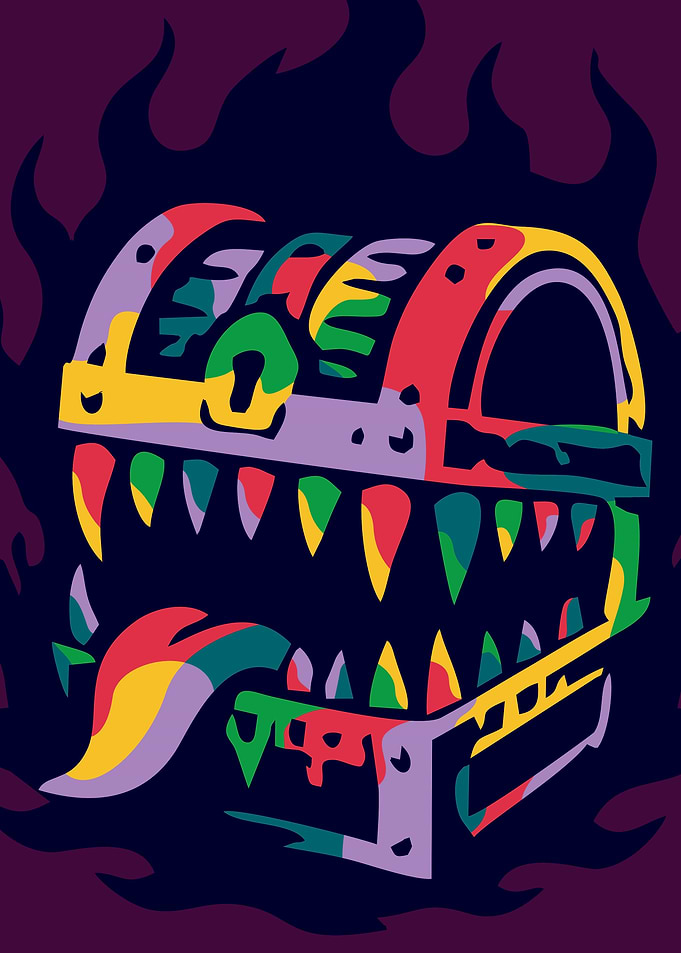 Monster Treasure Chest with Sharp Teeth