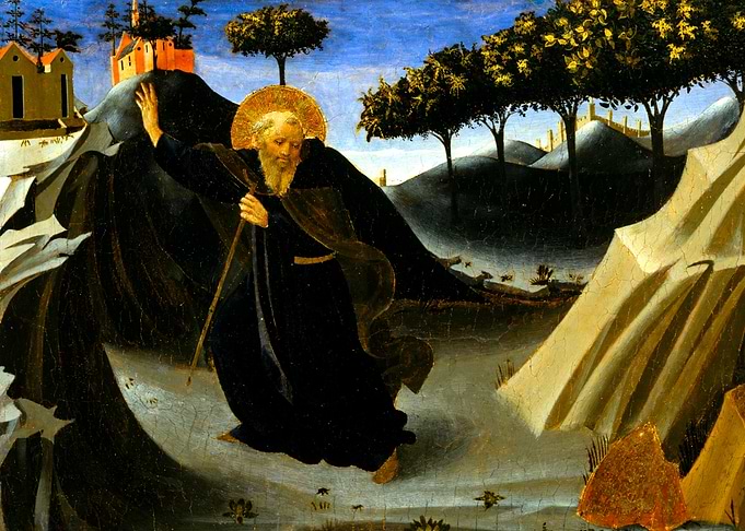 Saint Anthony the Great Shunning the Mass of Gold by Fra Angelico Christian Saint Painting