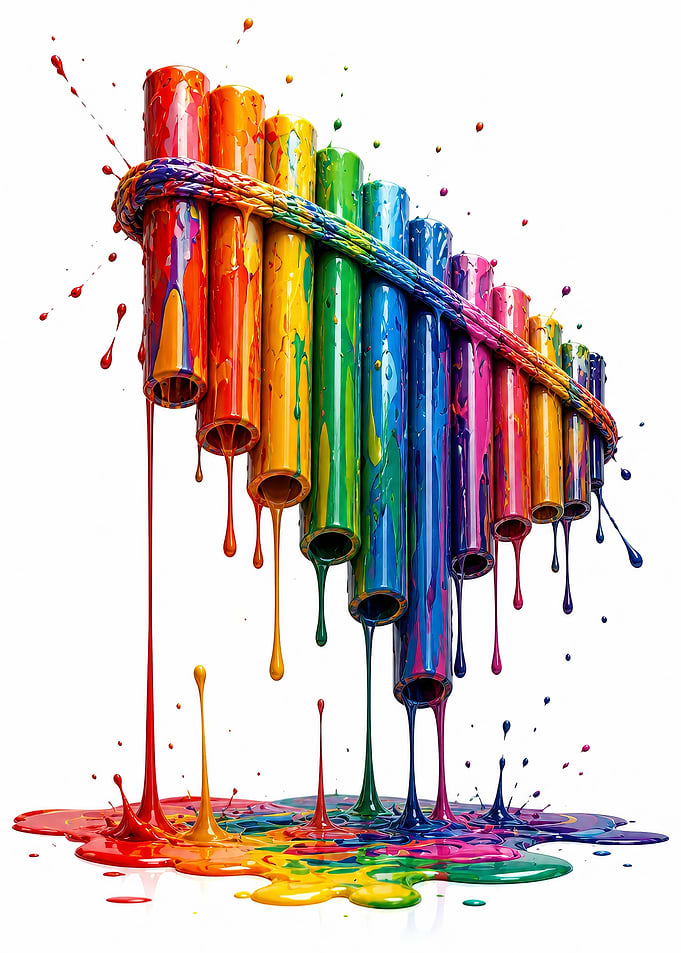 Rainbow Paint Drips Pan Flute