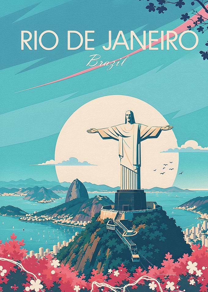 Rio de Janeiro Vintage Travel Poster