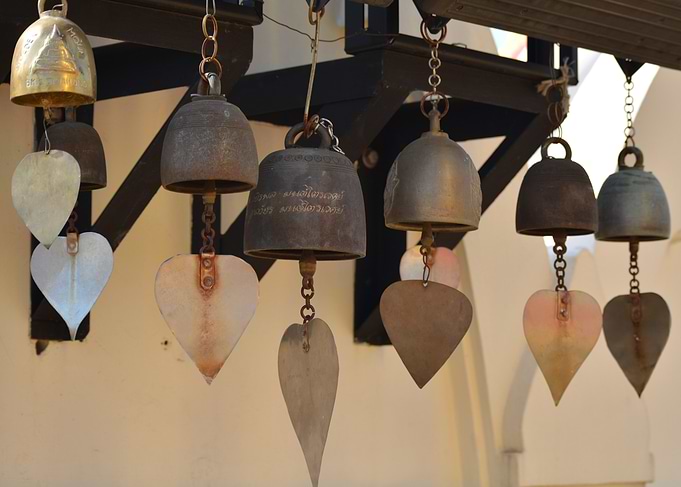 Hanging Bells with Leaf Charms