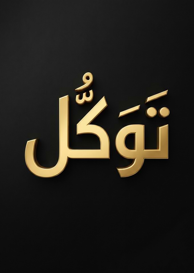 Golden Arabic Calligraphy 'Tawakkul'