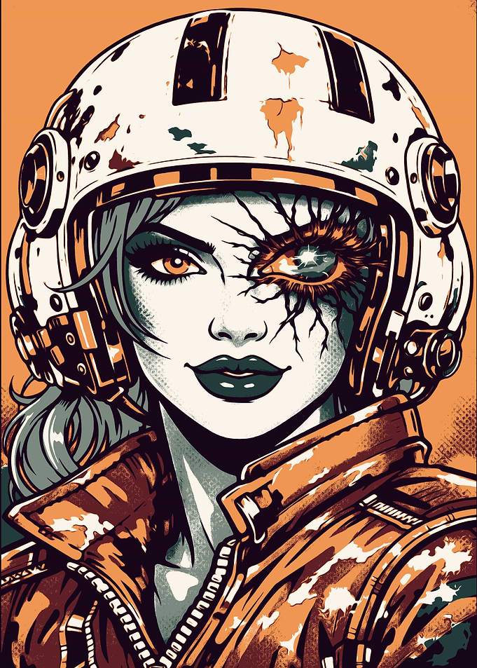 Cyberpunk Pilot Woman Portrait