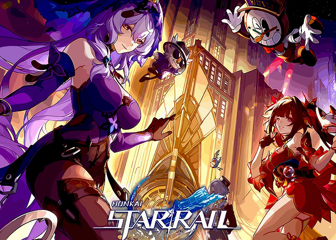 Honkai: Star Rail Characters in Cityscape