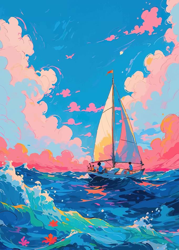 Sailboat on a vibrant ocean