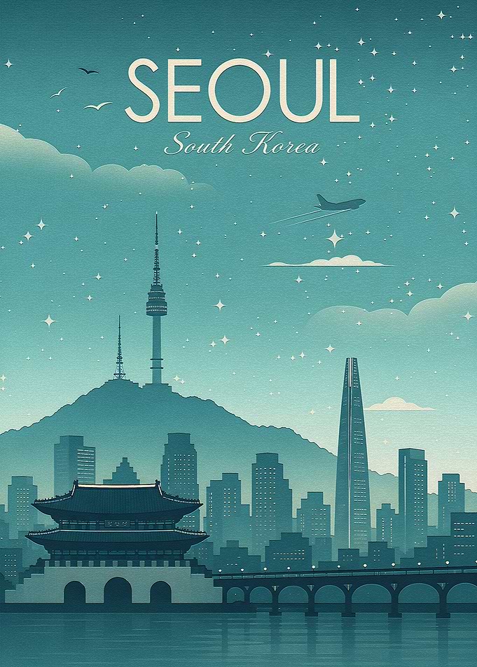 Seoul South Korea Vintage Poster
