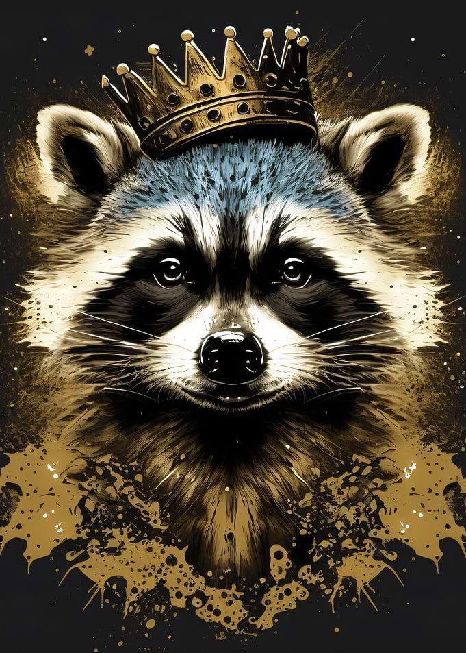 Raccoon King with Golden Crown