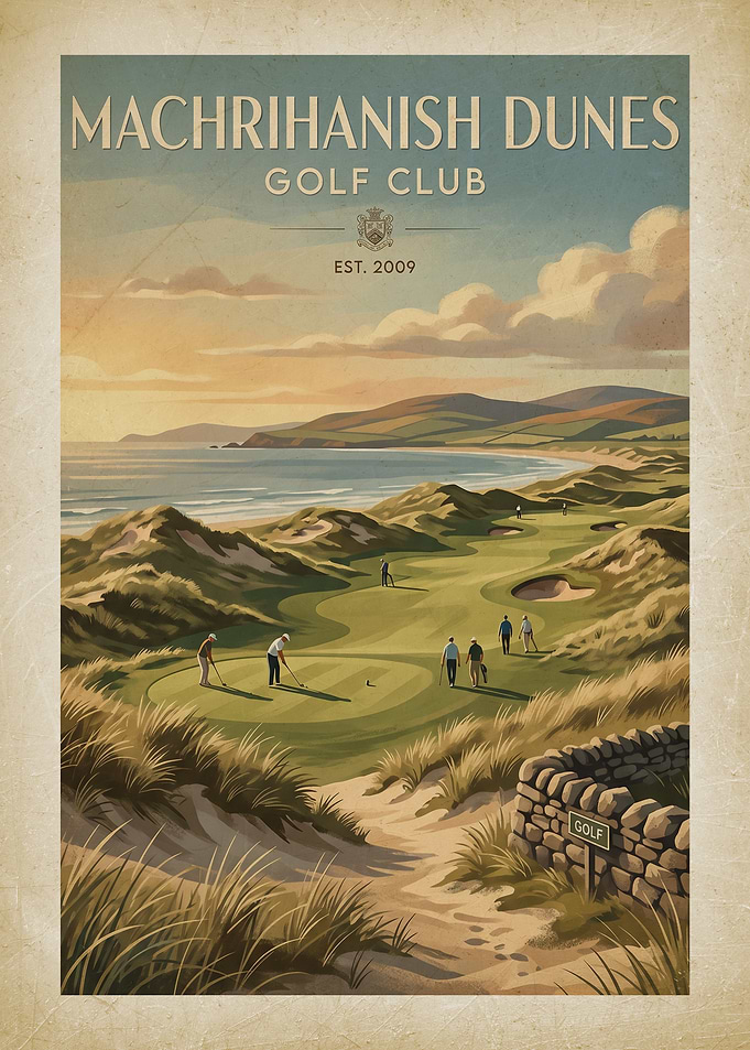Machrihanish Dunes Golf Club Vintage Poster