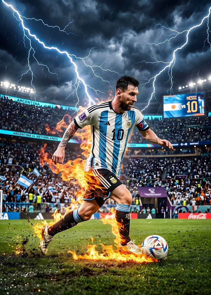 Messi on Fire in Stadium