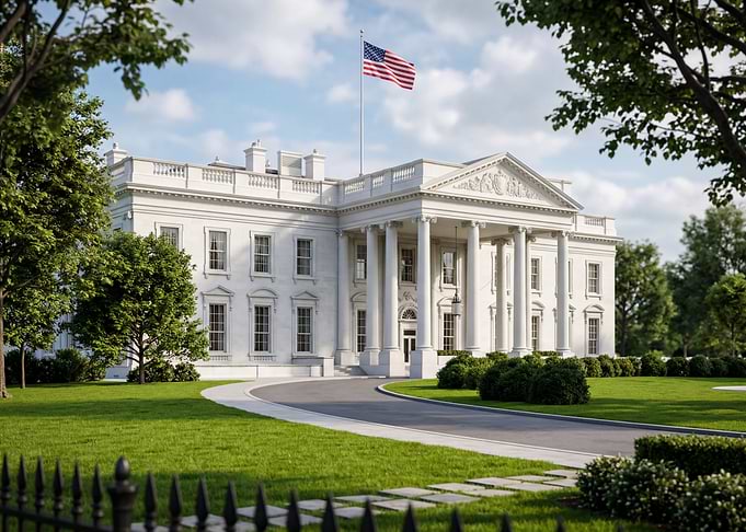 The White House with American Flag