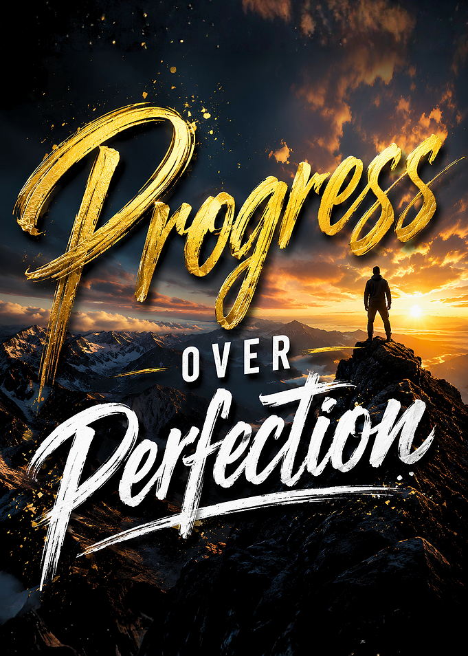 Progress Over Perfection Motivational Poster