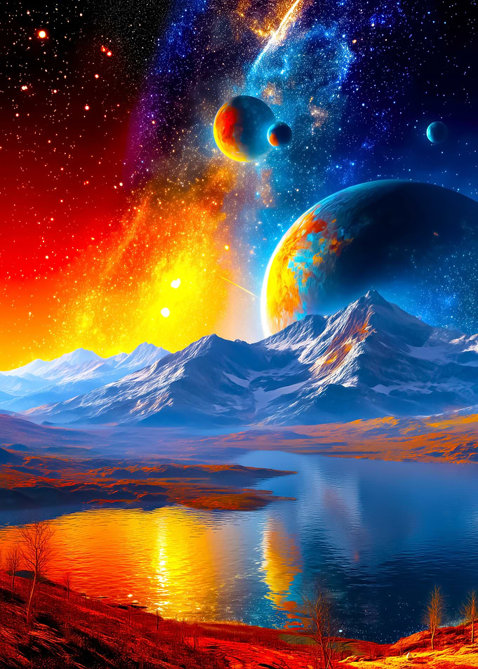 Alien Landscape with Cosmic Sky