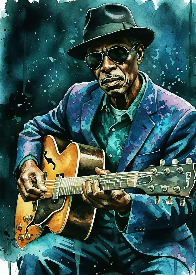 Blues Musician Playing Guitar