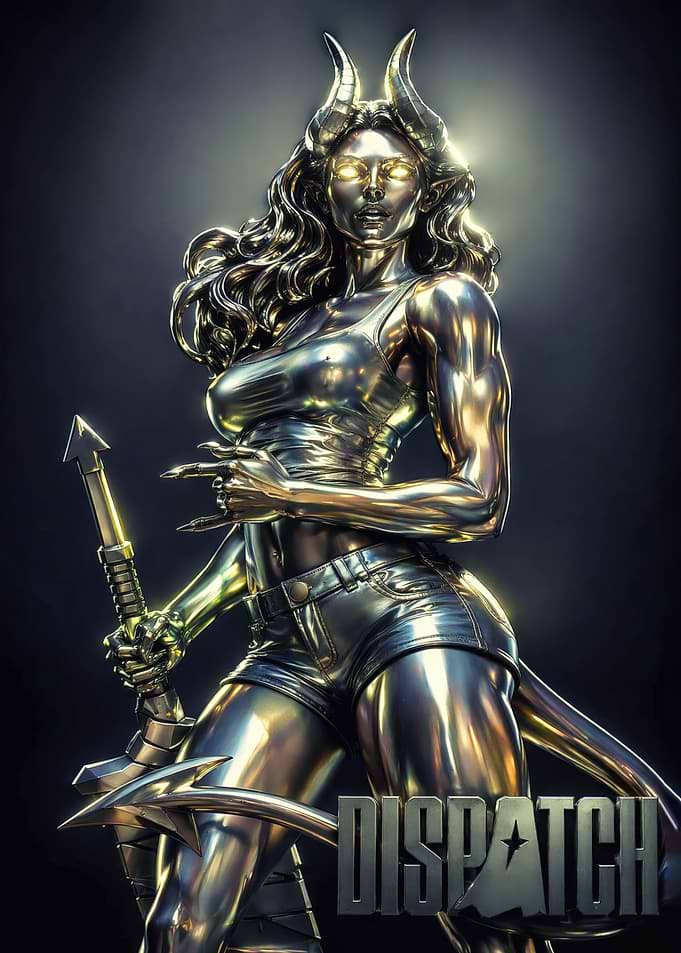 Metallic Demon Woman with Weapon