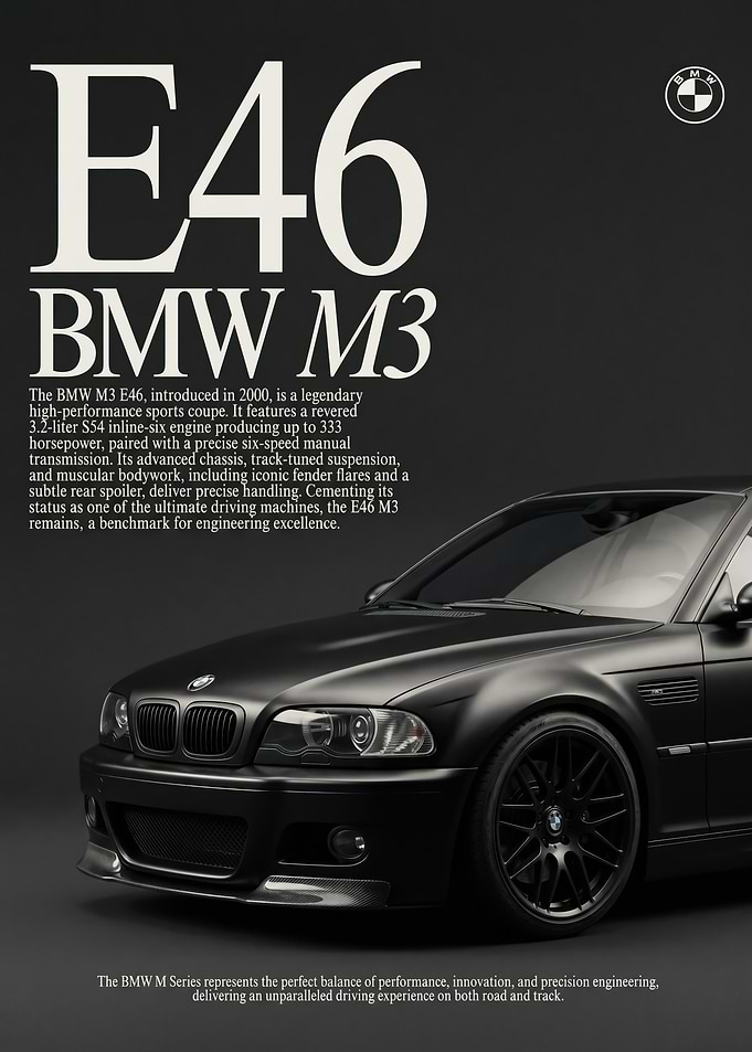 close up BMW M3 E46 Black Sports Coupe