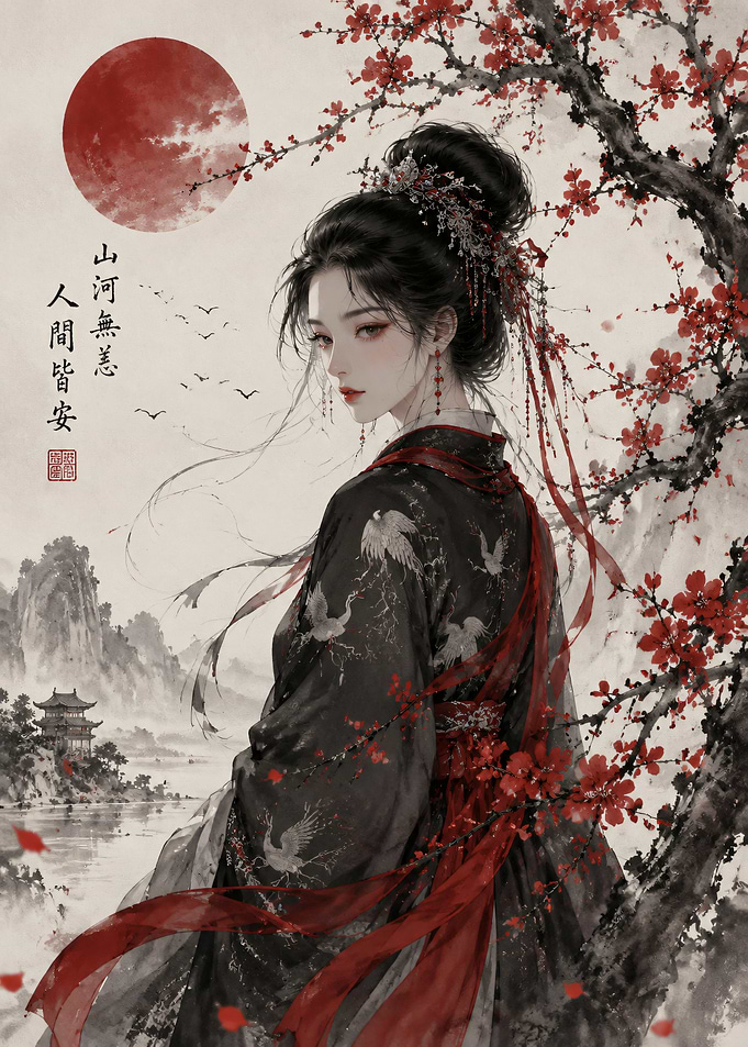 Elegant Woman in Traditional Japanese Attire