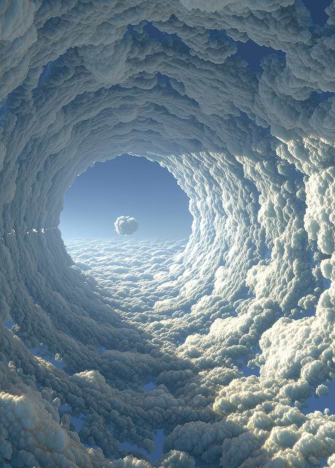 Surreal Cloud Tunnel in the Sky