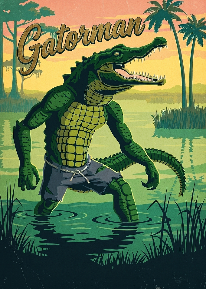 Gator Man in Swamp