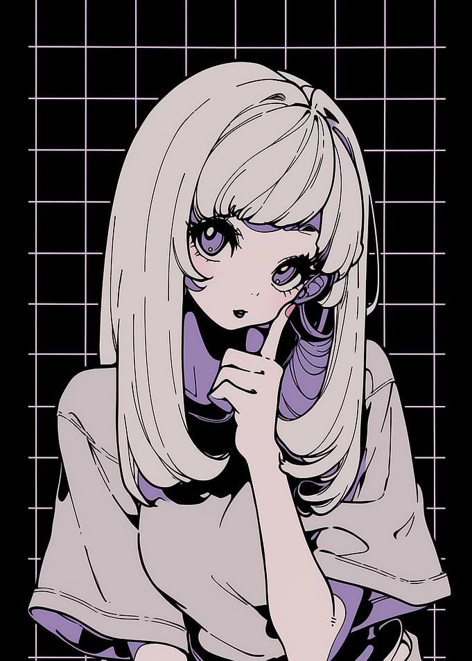 Anime Girl with Purple Hair