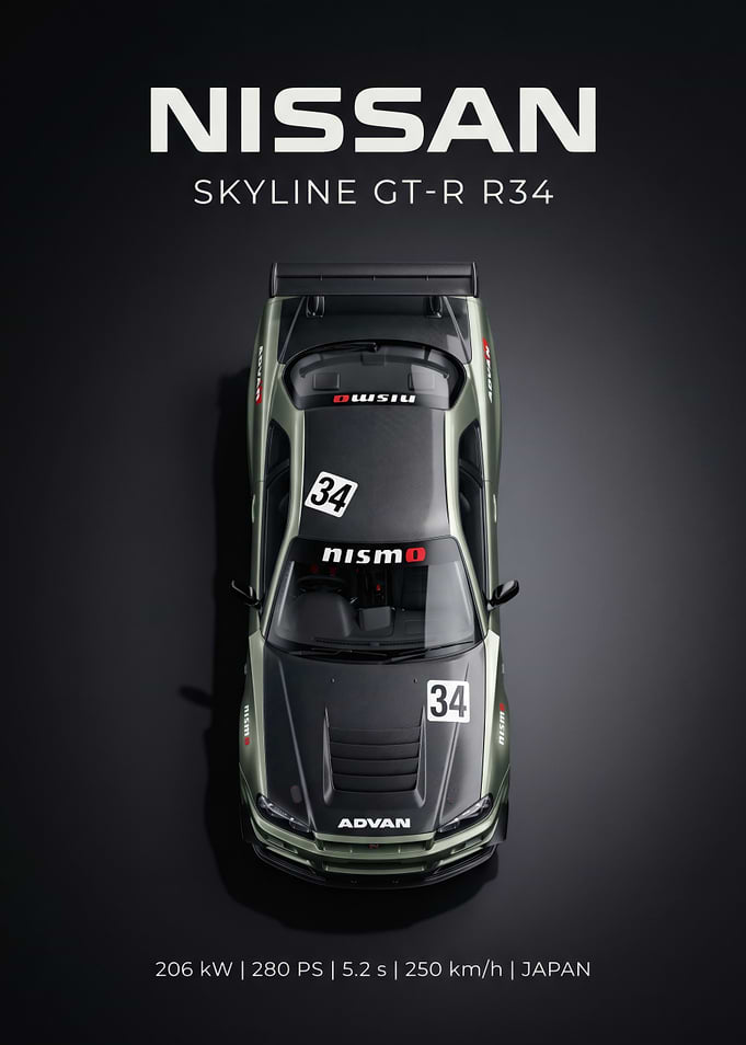Nissan Skyline GT-R R34 Top View