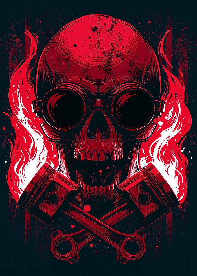 Skull with Goggles and Pistons