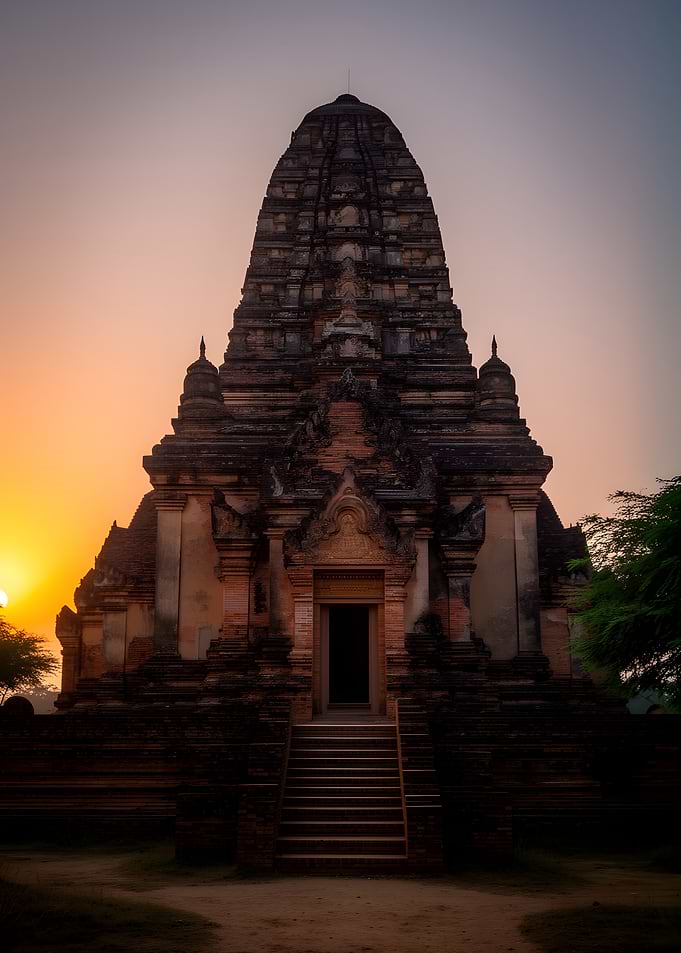 Ancient Temple at Sunset