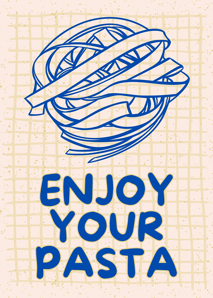 Enjoy Your Pasta Illustration, Italian Pasta Lover