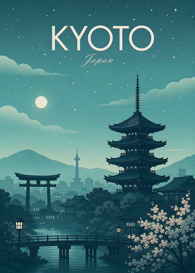 Kyoto Japan Vintage Poster