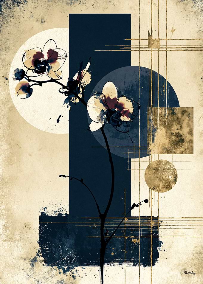Ikebana Sumi-E Orchid No. 20 – Japanese Ink Floral Wall Art