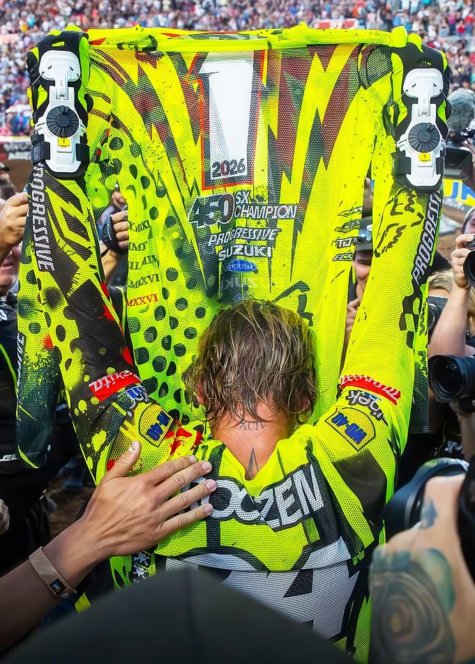 Motocross Champion Celebrates Victory