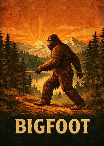 Bigfoot Walking at Sunset