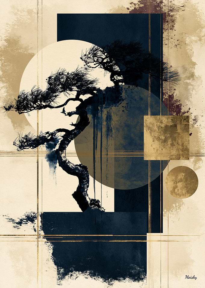 Wabi-Sabi Bonsai No. 21 – Japanese Ink Tree Wall Art