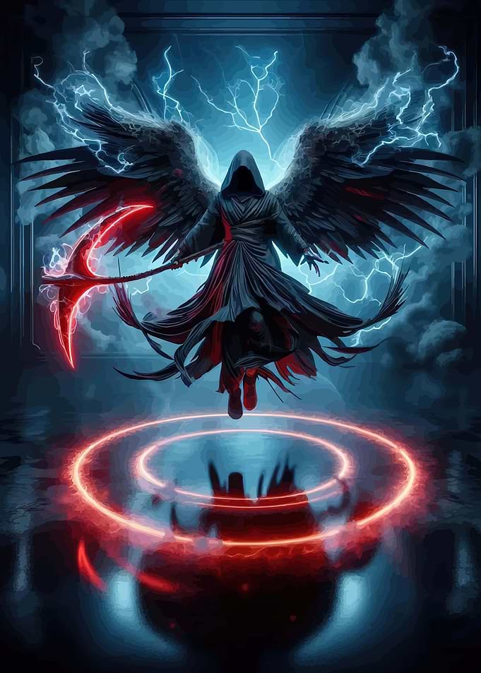 Grim Reaper with Wings and Scythe