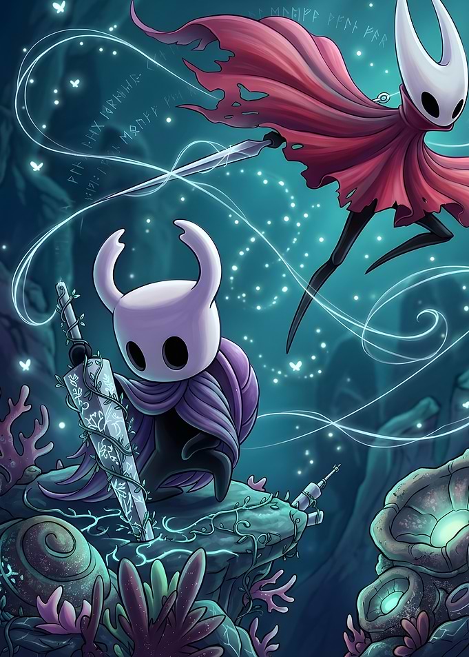 Hollow Knight Characters in Mystical Setting