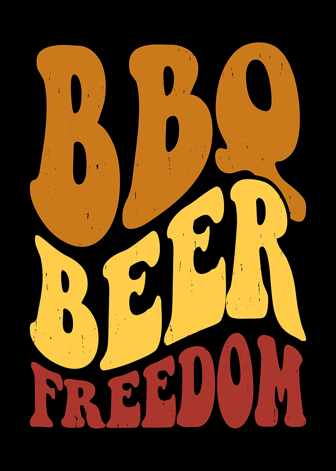 BBQ Beer Freedom Retro Text Art