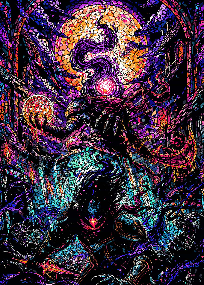 Dark Fantasy Stained Glass Art