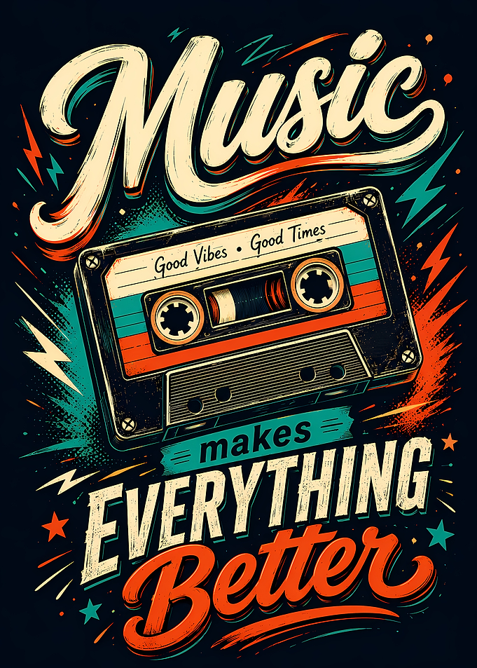 Retro Music Cassette Tape Art