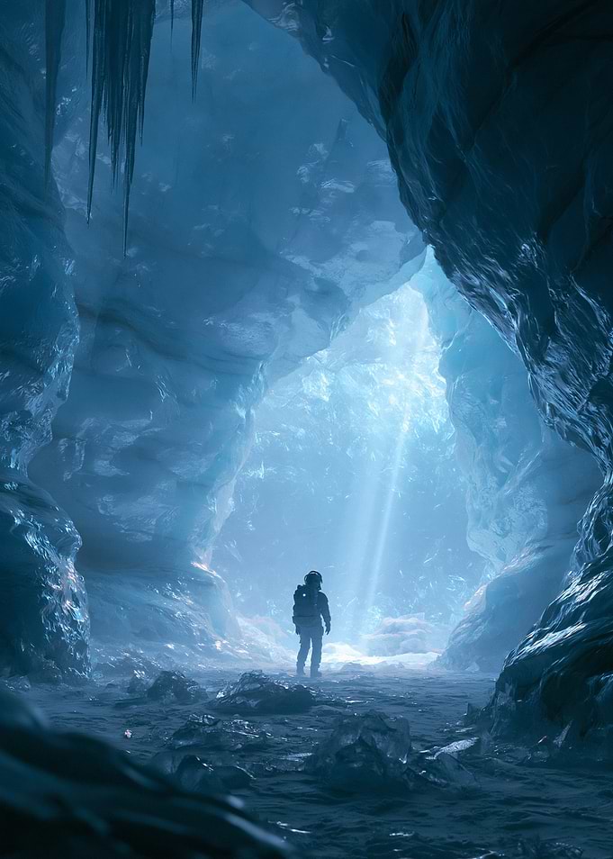 Astronaut in an Ice Cave