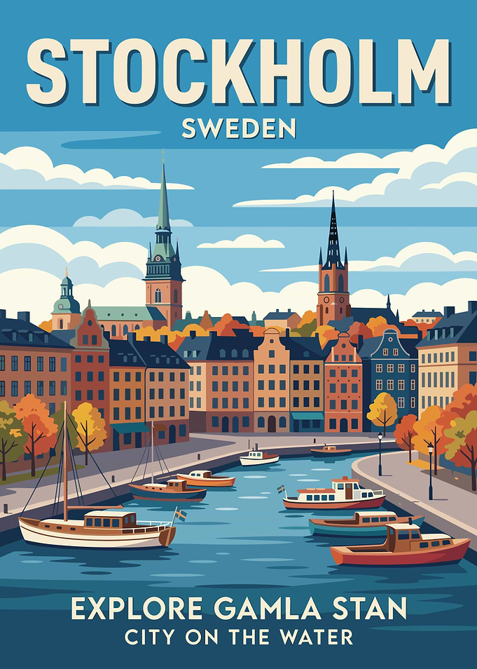 Stockholm Gamla Stan Travel Poster