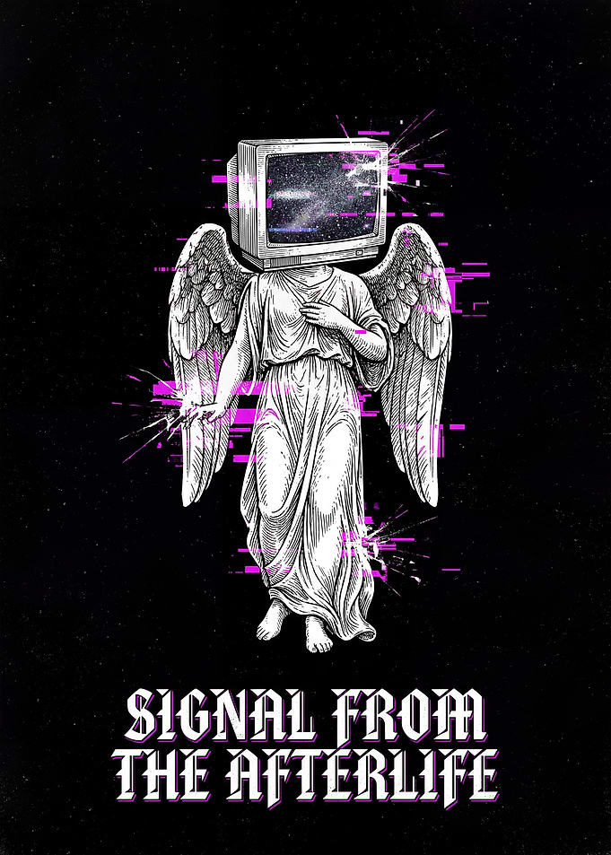 Angel with TV Head and Glitch Effect