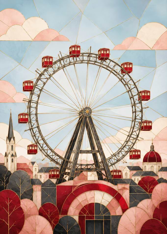 Artistic Ferris Wheel Cityscape