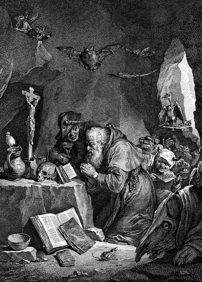 The Temptation of Saint Anthony by Jacques-Philippe Le Bas Christian Saint Engraving